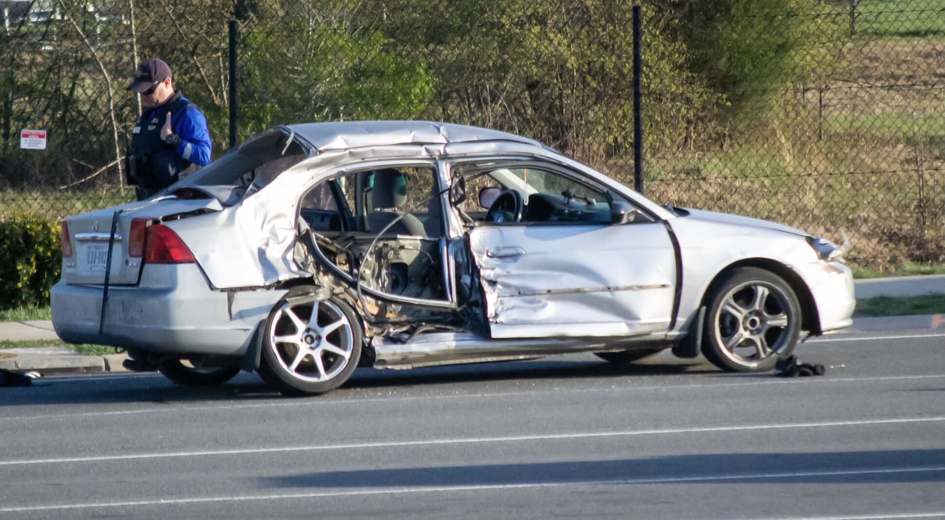 car damaged in April 4, 2021, crash that killed 13-year-old boy